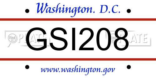 GSI208 District Of Columbia License Plate