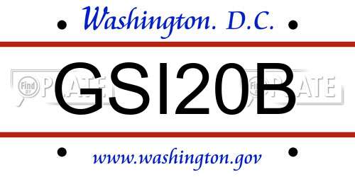 GSI20B District Of Columbia License Plate