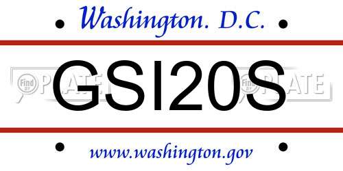 GSI20S District Of Columbia License Plate