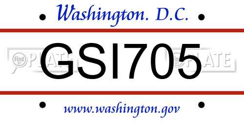GSI705 District Of Columbia License Plate
