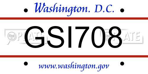 GSI708 District Of Columbia License Plate