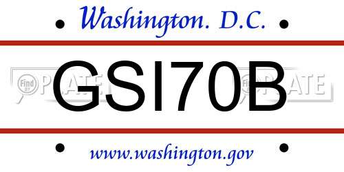 GSI70B District Of Columbia License Plate