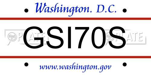 GSI70S District Of Columbia License Plate