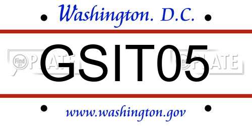 GSIT05 District Of Columbia License Plate