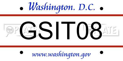 GSIT08 District Of Columbia License Plate