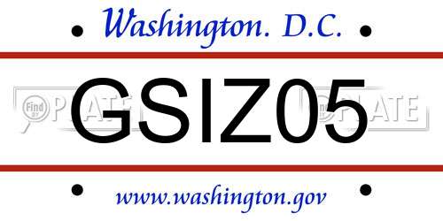 GSIZ05 District Of Columbia License Plate