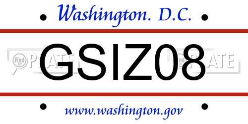 GSIZ08 District Of Columbia License Plate