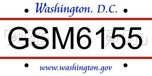 GSM6155 District Of Columbia License Plate