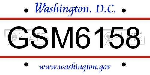GSM6158 District Of Columbia License Plate