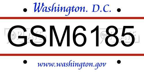 GSM6185 District Of Columbia License Plate