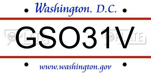 GSO31V District Of Columbia License Plate