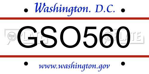GSO560 District Of Columbia License Plate