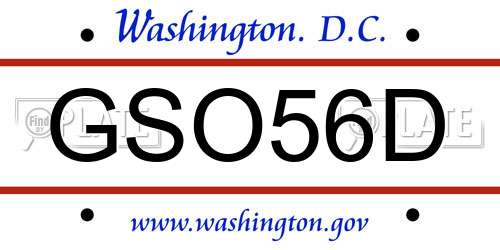 GSO56D District Of Columbia License Plate