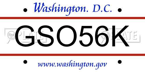 GSO56K District Of Columbia License Plate