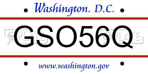 GSO56Q District Of Columbia License Plate