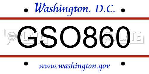GSO860 District Of Columbia License Plate