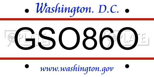 GSO86O District Of Columbia License Plate