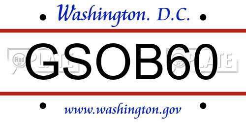 GSOB60 District Of Columbia License Plate