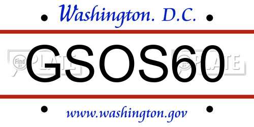GSOS60 District Of Columbia License Plate