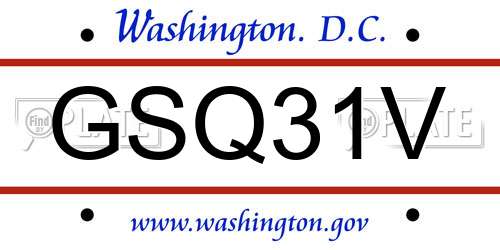 GSQ31V District Of Columbia License Plate