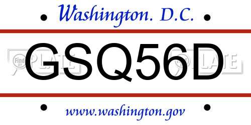 GSQ56D District Of Columbia License Plate