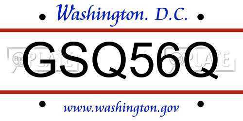 GSQ56Q District Of Columbia License Plate