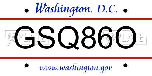 GSQ86O District Of Columbia License Plate