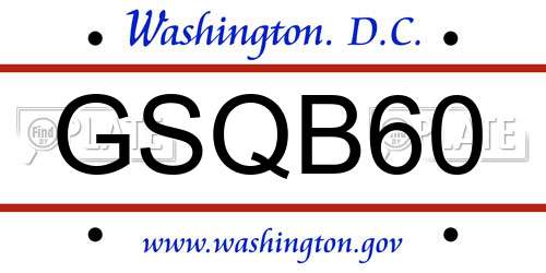 GSQB60 District Of Columbia License Plate