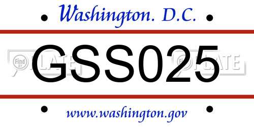 GSS025 District Of Columbia License Plate