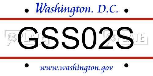 GSS02S District Of Columbia License Plate