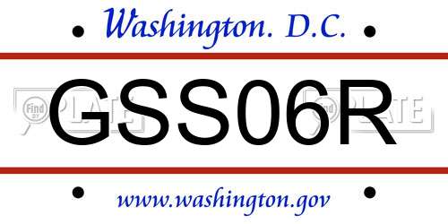 GSS06R District Of Columbia License Plate