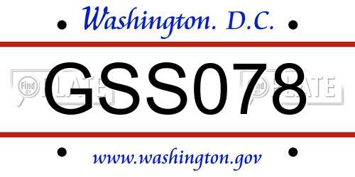 GSS078 District Of Columbia License Plate