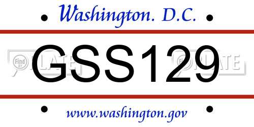 GSS129 District Of Columbia License Plate