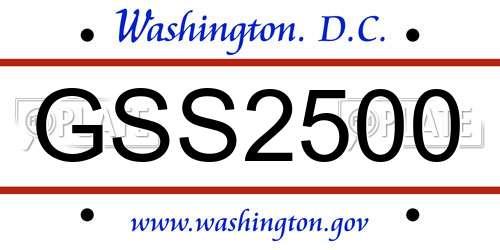 GSS2500 District Of Columbia License Plate