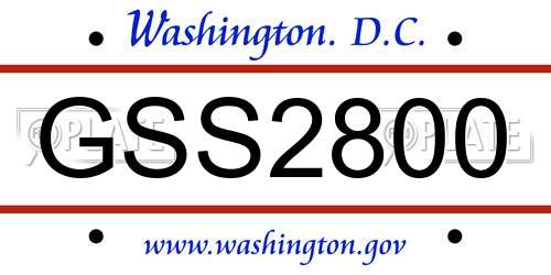 GSS2800 District Of Columbia License Plate
