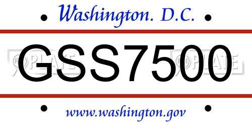 GSS7500 District Of Columbia License Plate