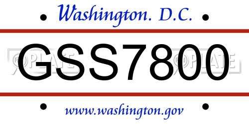 GSS7800 District Of Columbia License Plate