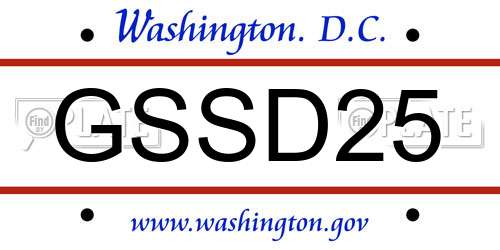 GSSD25 District Of Columbia License Plate