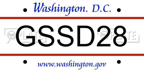GSSD28 District Of Columbia License Plate
