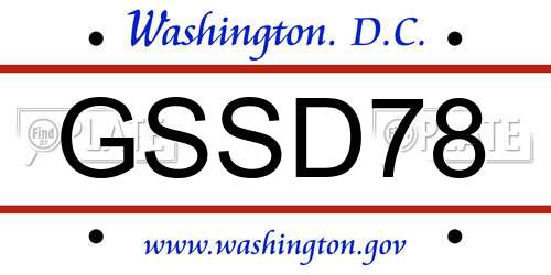 GSSD78 District Of Columbia License Plate