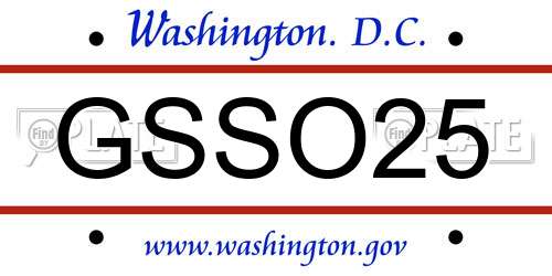 GSSO25 District Of Columbia License Plate