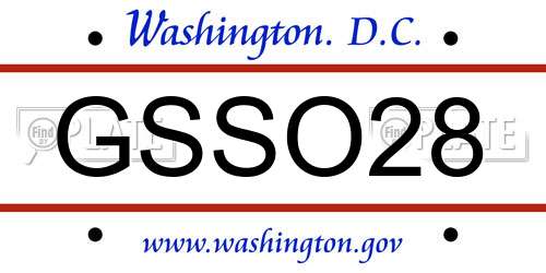 GSSO28 District Of Columbia License Plate