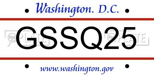 GSSQ25 District Of Columbia License Plate
