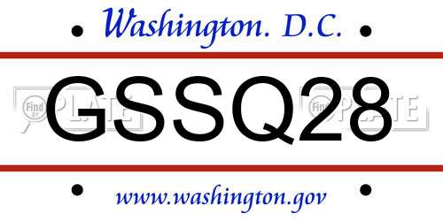 GSSQ28 District Of Columbia License Plate
