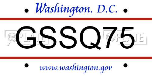 GSSQ75 District Of Columbia License Plate