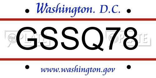GSSQ78 District Of Columbia License Plate