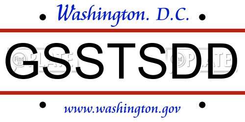 GSSTSDD District Of Columbia License Plate