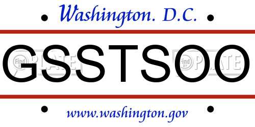 GSSTSOO District Of Columbia License Plate
