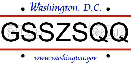 GSSZSQQ District Of Columbia License Plate