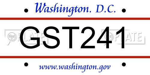 GST241 District Of Columbia License Plate